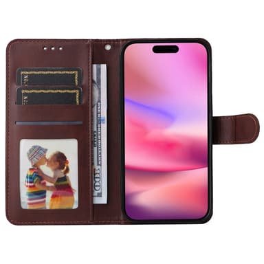 SKALO iPhone 16 PU-læder Pungetui - Brun