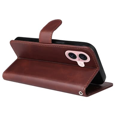 SKALO iPhone 16 PU-læder Pungetui - Brun