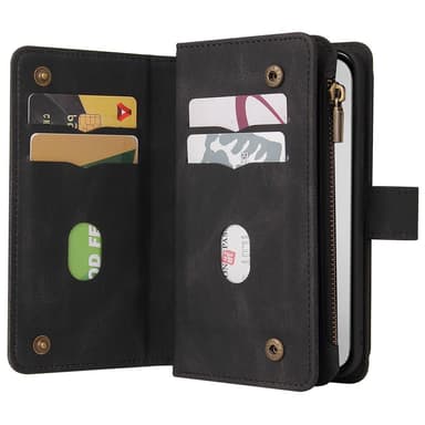 SKALO iPhone 16 Pro Max Big Wallet 17-RUM Pungetui - Sort