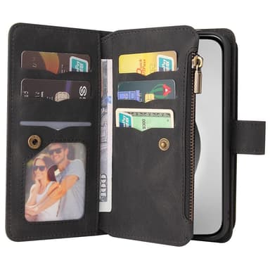 SKALO iPhone 16 Pro Max Big Wallet 17-RUM Pungetui - Sort