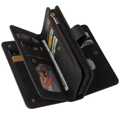 SKALO iPhone 16 Pro Max Big Wallet 17-RUM Pungetui - Sort