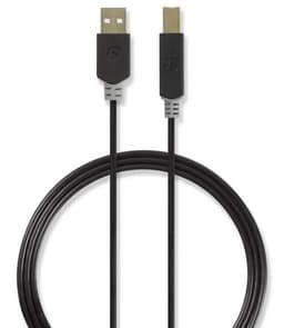 USB 2.0-kabel | A-hanstik - B-hanstik | 2,0 m | Antracit