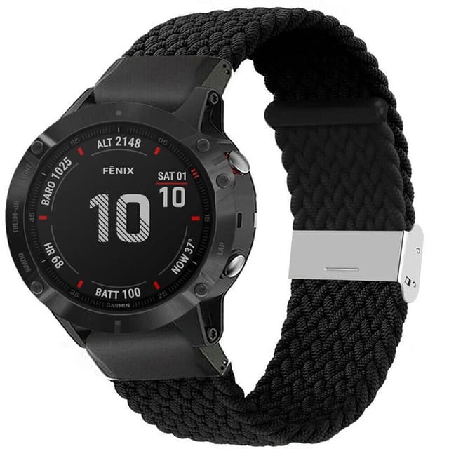 Flettet Elastik Armbånd Garmin Fenix 6 - Sort