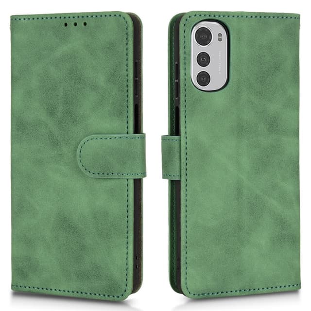 SKALO Motorola Moto E32/E32s Matt PU-læderpungetui - Grøn