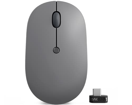 Lenovo Go, Ambidextrous, Optisk, RF trådløst, 2400 dpi, Sort, Grå