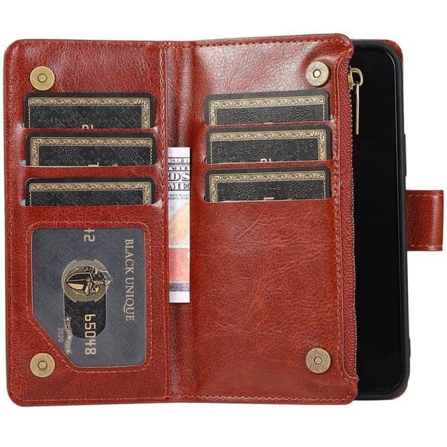 DoubleFlip Zipper 9-kort Apple iPhone 14 Plus - Brun