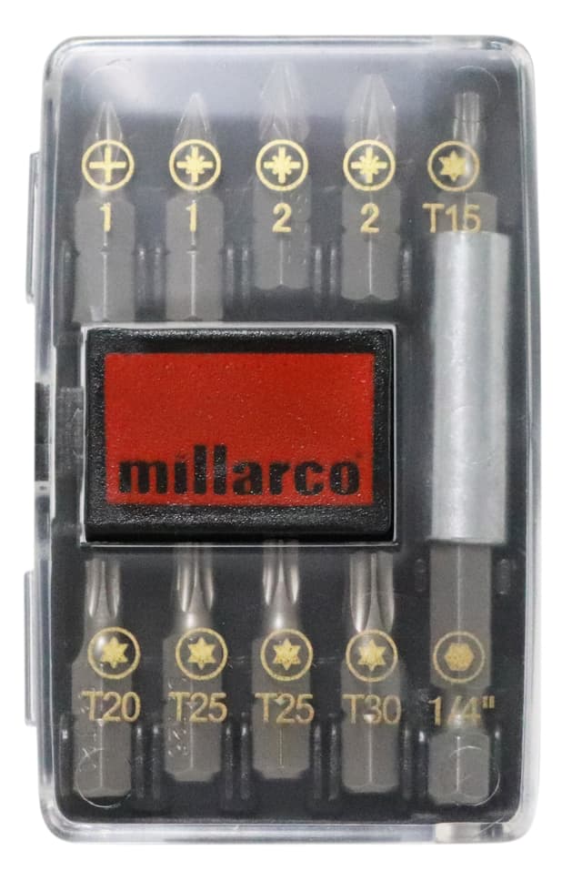 Millarco® bitssæt S2 stål 10 dele