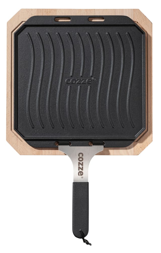 Cozze® vendbar støbejernspande med bordskåner 330 x 330 mm.
