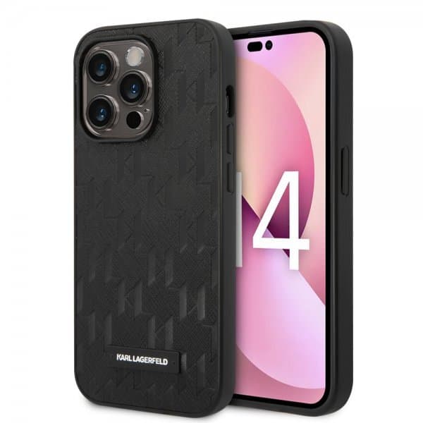 Karl Lagerfeld iPhone 14 Pro Cover Saffiano Monogram Sort