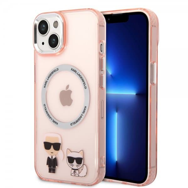 Karl Lagerfeld iPhone 14 Cover Karl & Choupette MagSafe Lyserød