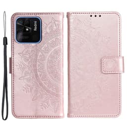 SKALO Xiaomi Redmi 10C Mandala Flip Cover - Rosa guld