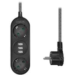 Afgreningsstik Jordet 2-vejs 3xUSB Fladt stik