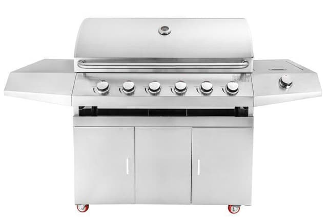 Fritstående gasgrill med 6 blus og sidebrænder