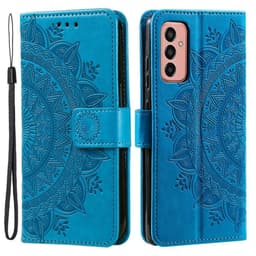 SKALO Samsung A14 4G/5G Mandala Flip Cover - Blå