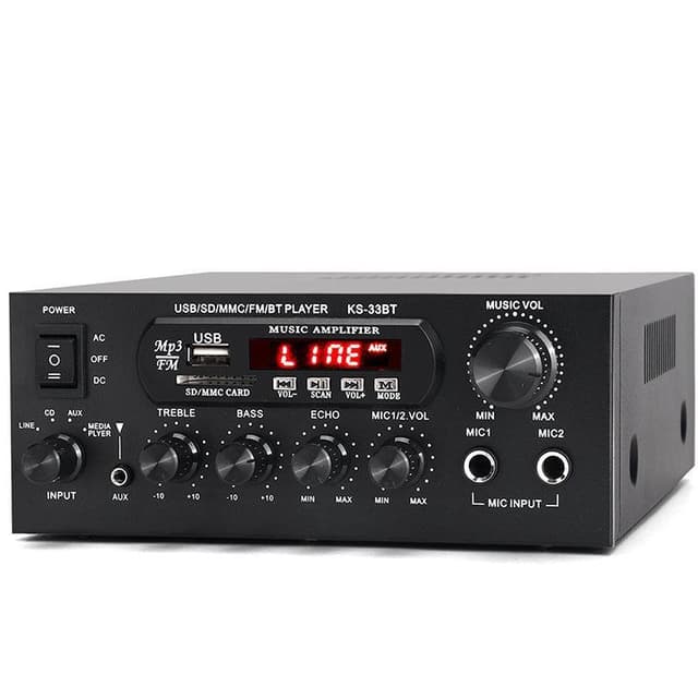 Bluetooth 5,0 stereoforstærkeren 60 + 60W RMS forstærker 2 mikrofonindgang digital audio karaoke