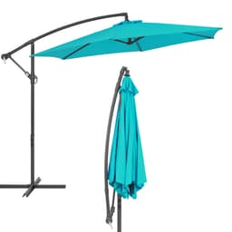 Parasol med krank Ø 300 cm turkis Polyester