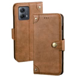 SKALO Motorola Moto G53 5G IDEWEI Pungetui i PU-læder - Brun