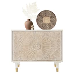 Kommode med to låger 75x89x30,5 cm hvid/naturlig mangotræ WOMO-Design