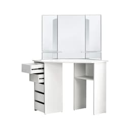 ML Design hjørne Raffinish Table White, toiletbord med 3 spejle, 5 skuffer og 3