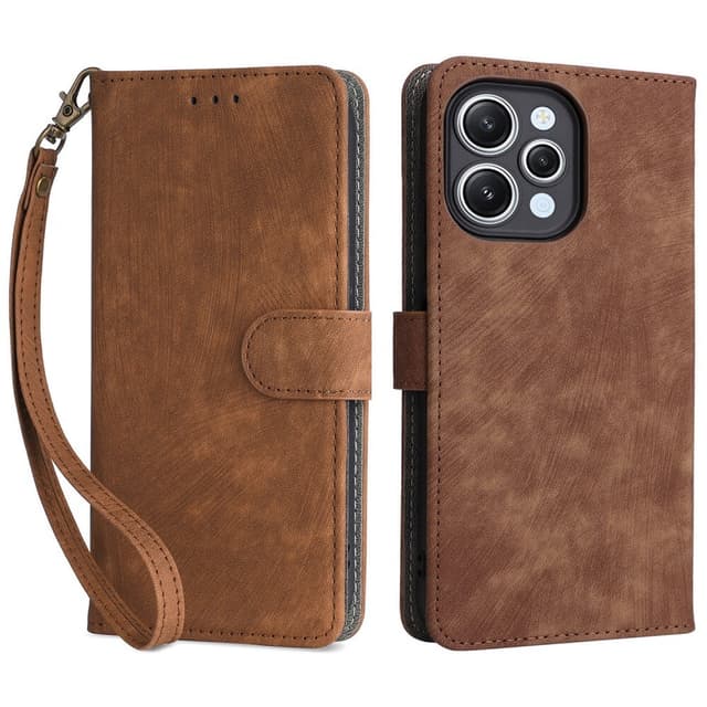 SKALO Xiaomi Redmi 12 4G/5G Flip Cover m. pung i PU-læder - Brun