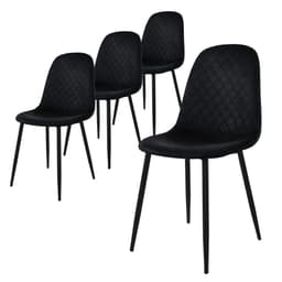 Spisebordsstol 4 dele sort velourbetræk med metalben ML-Design