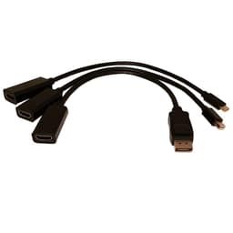 NÖRDIC 3 i 1 HDMI adapter, 1xUSBC til HDMI 4K 60Hz, 1xDP til HDMI 4K 60Hz, 1xMini DP til HDMI 4K 60Hz, 15cm sort