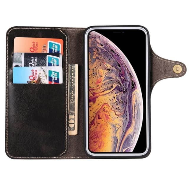 Wallet 3-kort ægte læder Apple iPhone 12 mini (5.4")  - sort