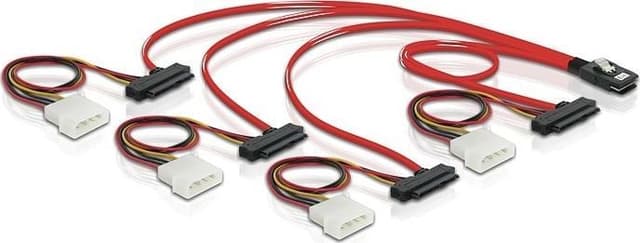 DeLOCK Multilane SAS-kabel SFF-8087 til 4xSFF-8482 og Molex 4-pin str?