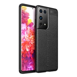 Litchi Belagt Etui Samsung Galaxy S21 Ultra - Sort