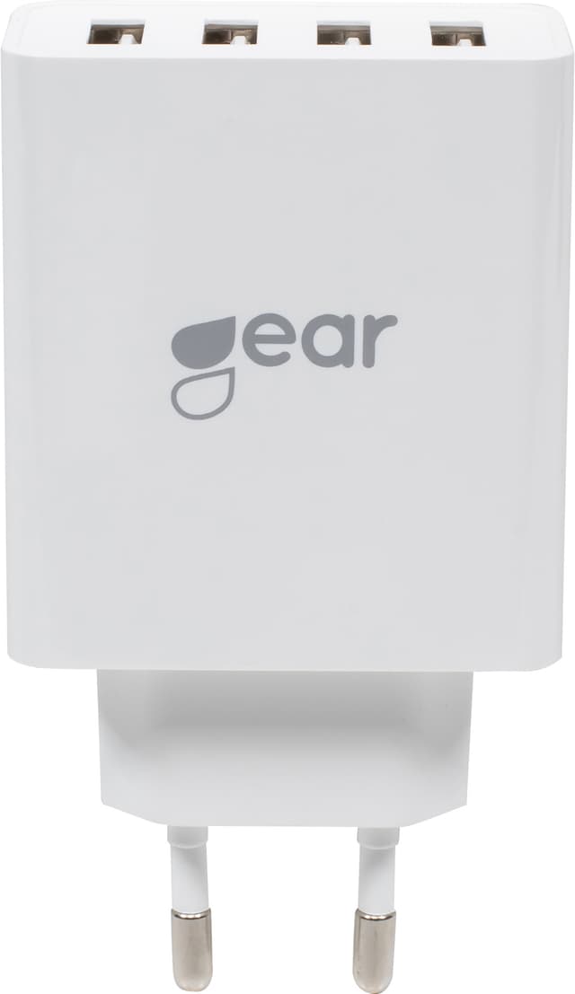 Gear 220V firedobbelt vægoplader 665096