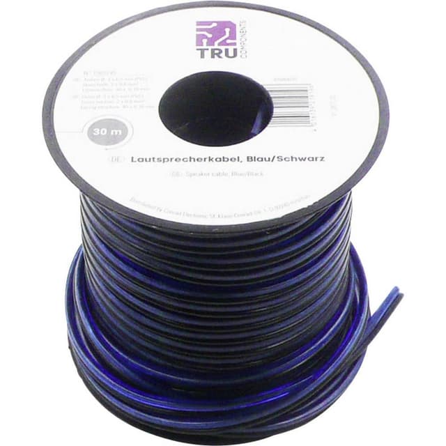 TRU COMPONENTS 1565745 Højtalerkabel 2 x 0.80 mm² Blå ,
