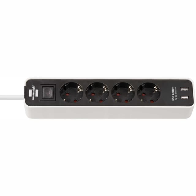 Grenafgang 4-vejs 2xUSB 1,5 m b / w