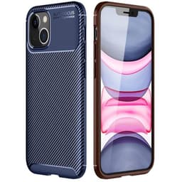 Carbon silikone cover Apple iPhone 13 mini  - blå