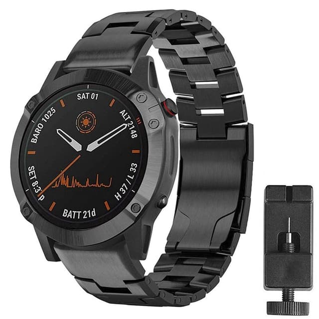 Armbånd titanium Garmin Fenix 6 Pro - Sort
