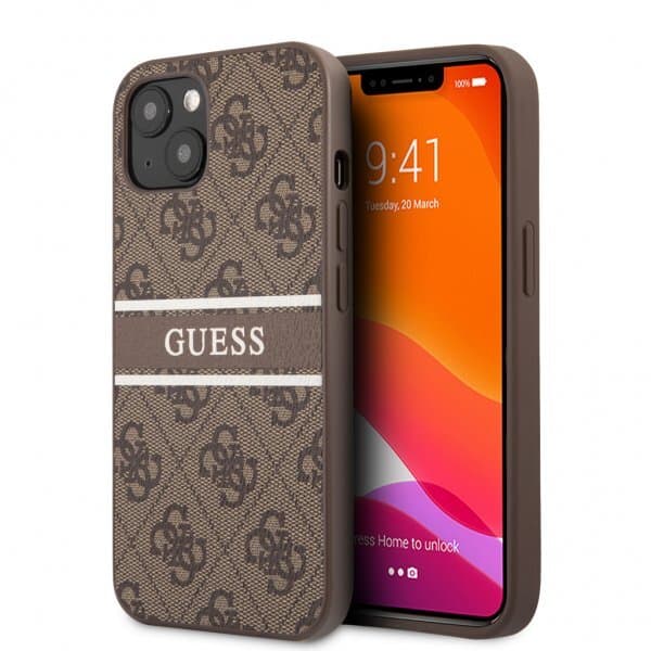 Guess iPhone 13 Cover Printed Stripe Brun