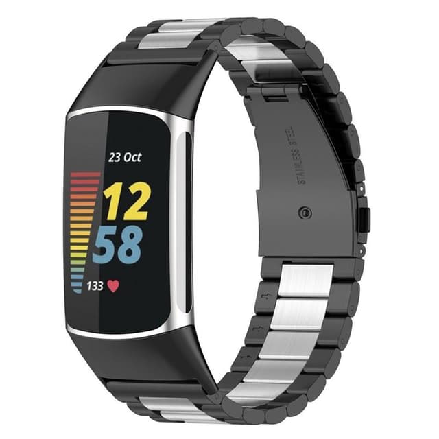 Rustfrit stål armbånd Fitbit Charge 5 - Sort/sølv