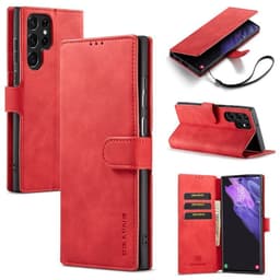 DG-Ming Wallet 3-kort Samsung Galaxy S22 Ultra  - rød