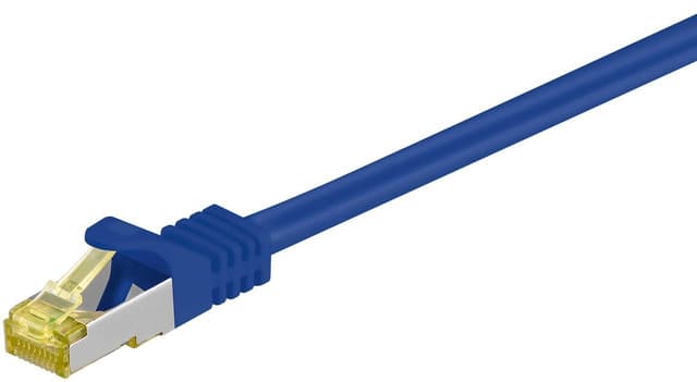 Goobay RJ45 netværkskabel S/FTP (PiMF), 500 MHz, med CAT 7 råkabel, blå, 10 m