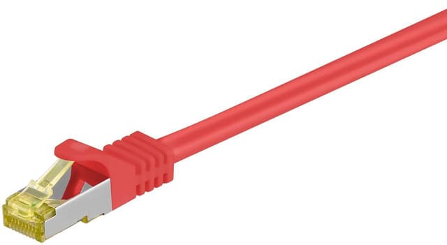 RJ45 netværkskabel S/FTP (PiMF), 500 MHz, med CAT 7 råkabel, rød, 30 m