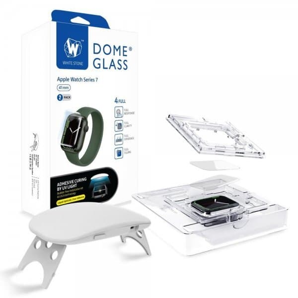 Whitestone Dome Apple Watch 41mm Skærmbeskytter Dome Glass 2-pack