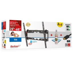 Barkan 3 i 1 Combo: Flad / buet tv-vægbeslag + skærmrens + HDMI-kabel CM310+ vægbeslag, tilt, 29-65", Maksimal vægt (kapacitet) 50 kg, sort