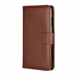 SKALO Samsung A02s Flip Cover m. Pung i Ægte Læder - Brun