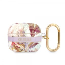 Guess AirPods 3 Cover Flower Print & Gold Hook Lilla