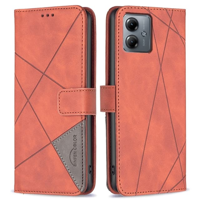 Motorola Moto G14 BINFEN COLOR Præget Flip Cover - Brun