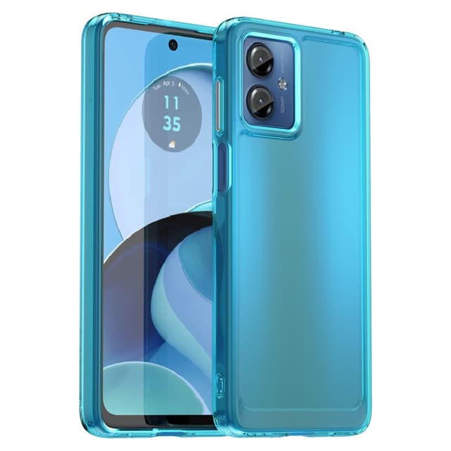 SKALO Motorola Moto G14 Transparent TPU Metal Buttons Cover - Turkis