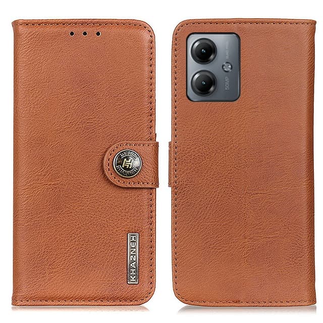 SKALO Motorola Moto G14 KHAZNEH Premium Pungetui i PU-læder - Brun