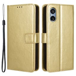 SKALO Sony Xperia 5 V Flip Cover m. pung i PU-læder - Guld