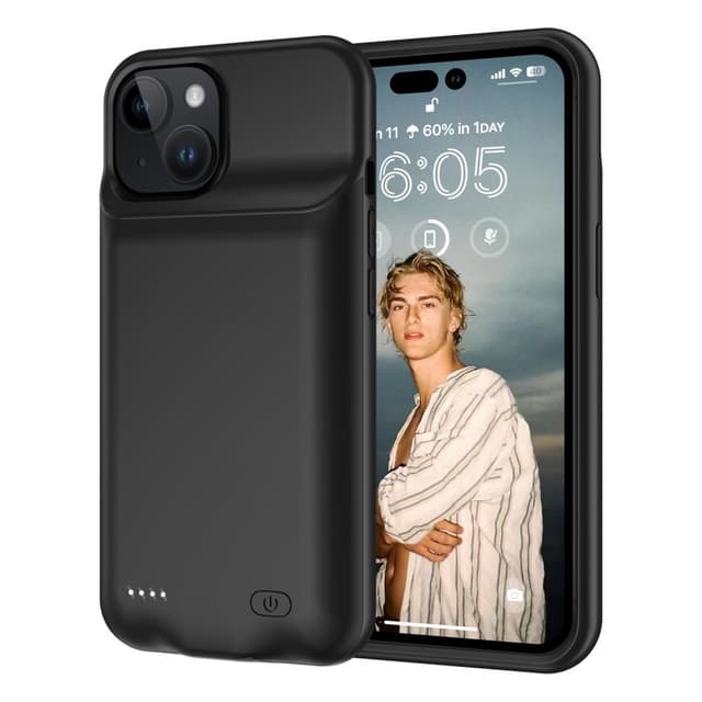 Genopladeligt batteri cover Shell til iPhone 15 Plus 8500mAh