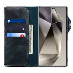 Wallet 3-kort ægte læder Samsung Galaxy S24 Ultra - Blå
