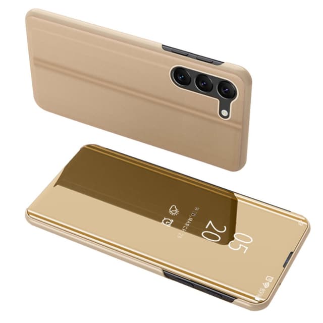 SKALO Samsung S24+ Clear View Mirror Etui - Guld